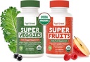 Feel Great USDA Organic Fruit and Vegeta Supplements | 20+ Super Reds & Greens for Natural Energy Support | Vegan Fruit and Veggie Vitamins | 2 Pack of 90 Count