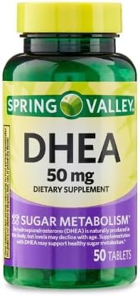 DHEA Tablets, 50 mg, 50 Count + Dri Store Sticker.(Pack 1 Bottle) + Vsl Sticker