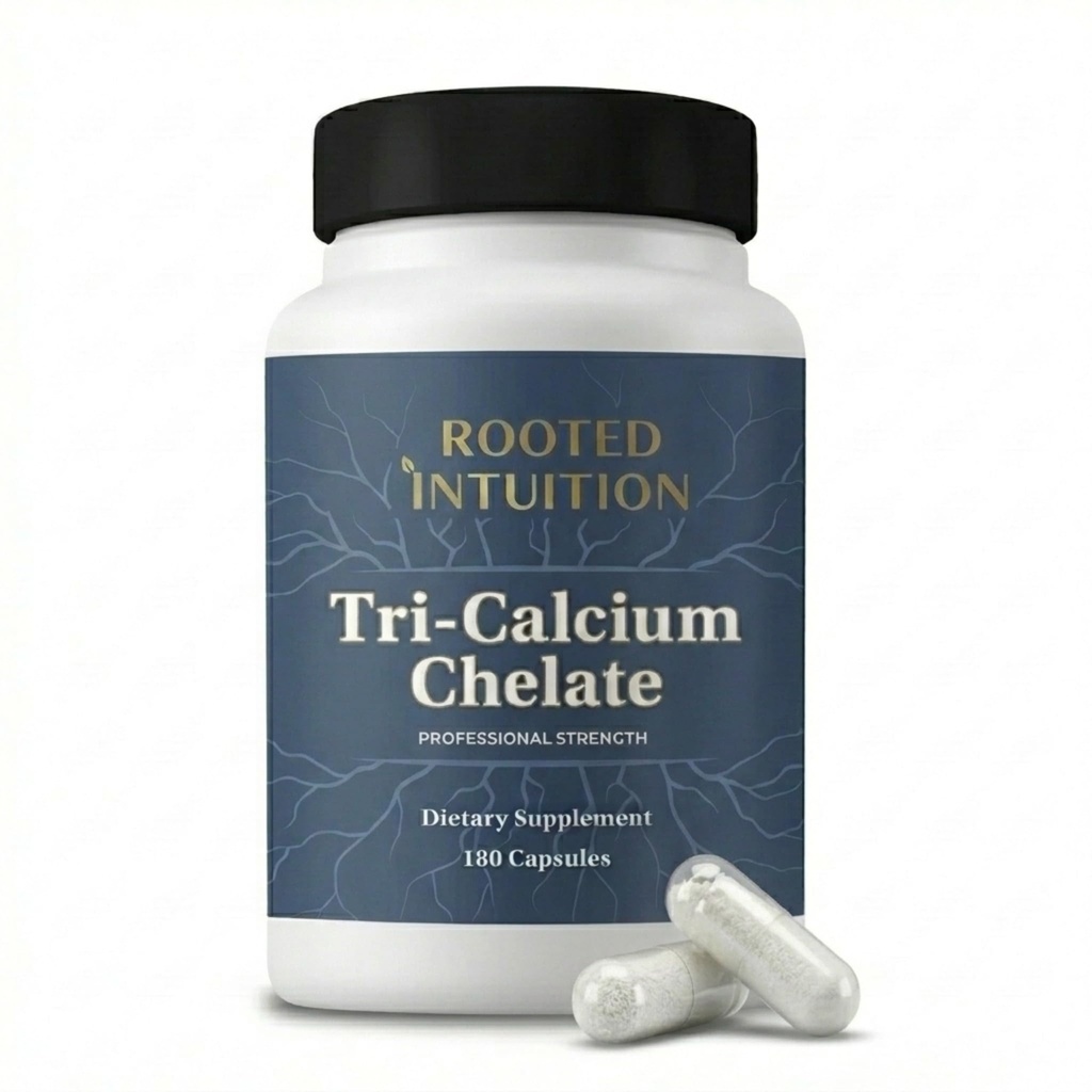 Rooted Calcium Supplement 500 mg with Vitamin D3 - Bone Density Support - High Absorption Multi-Source Complex - Skeletal Strength - Muscle Heart Nerve Function - Tri-Calcium Chelate 180 Capsules