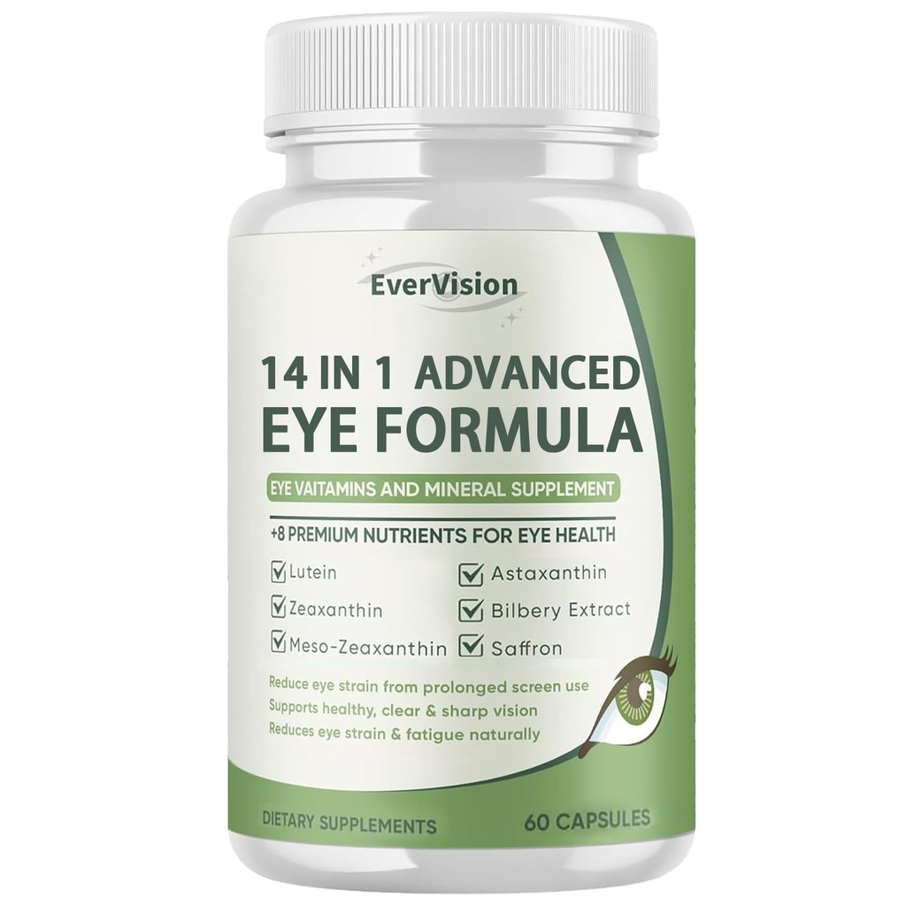 14 in 1 Advanced Eye Formula – Eye Vitamin and Mineral Supplement with Lutein, Zeaxanthin, Zinc & Bilberry Extract – Vision & Focus Support (1)