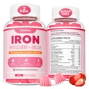 Vegan 2 Pack Eisen-Ergänzungsgummis für Frauen & Männer, Anämie, Blut-Erbauer & Energie-Unterstützung für Eisenmangel, mit Vitamin C, A, B Complex, Folate, CoQ10, Zuckerfrei, Non-GMO, 120 Count