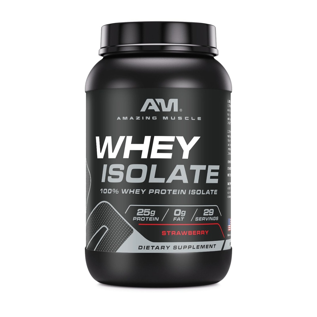 Erstaunliches Muskel Whey Protein Isolate Pulver | 25 Gramm Protein Per Serving | 100% Whey Isolate | Zero Fat | Made in USA (2 Lb, Erdbeere)