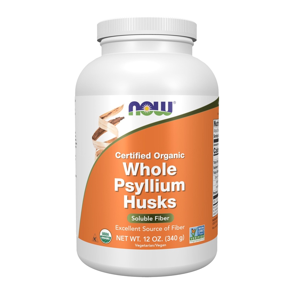 JETZT Nahrungsergänzungsmittel, ganze Psyllium Husks, Certified Organic, Non-GMO Project Verified, Soluble Fiber, 12-Ounce