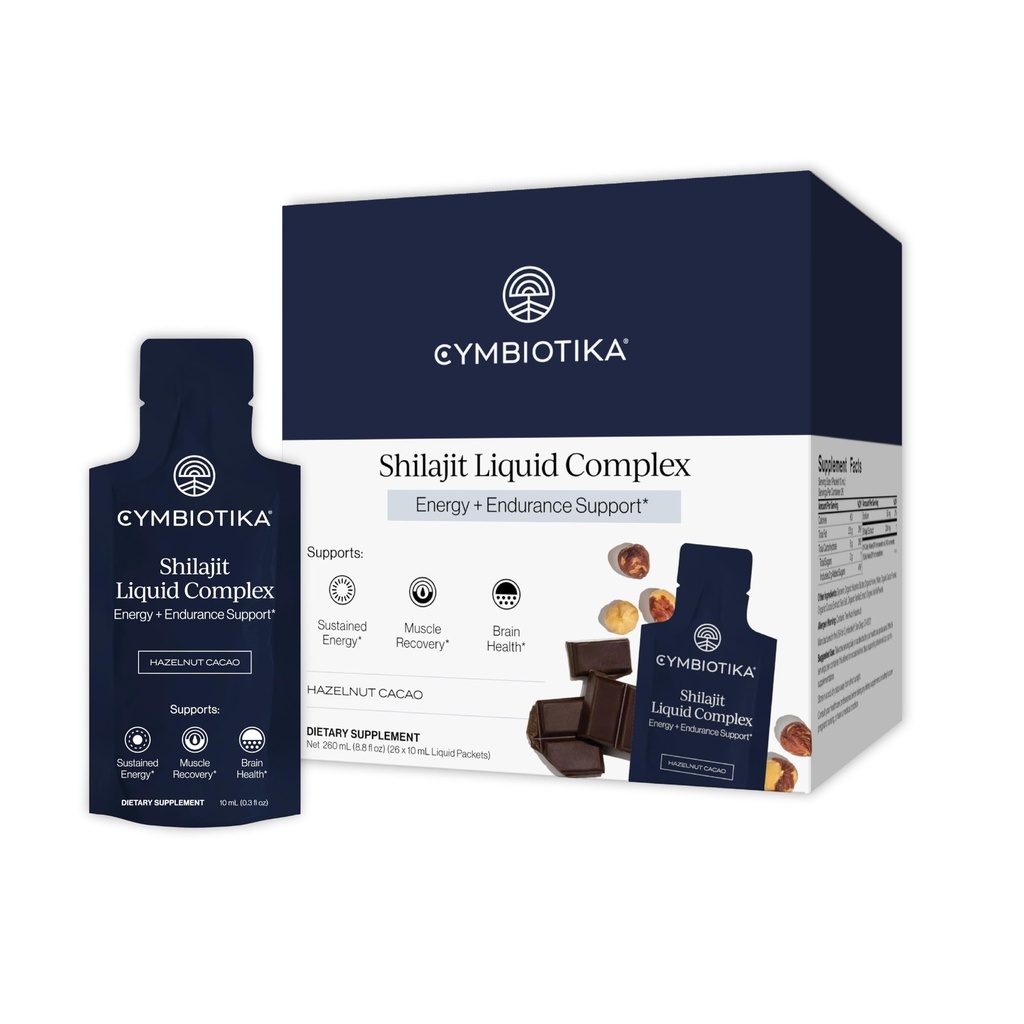 Cymbiotika Shilajit Liquid Complex – 85+ Trace Minerals for Energy, Focus & Recovery Adaptogen – Fulvic & Humic Acid – Cacao, Honey, Hazelnut Butter & Sea Salt – 26 Daily Packets