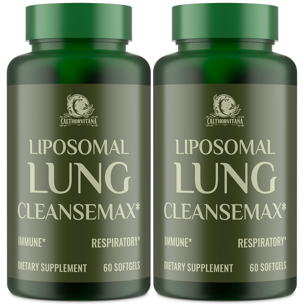 Liposomal Lung Cleansemax Supplement with Mullein Leaf Extract, Elderberry Fruit Extract, Quercetin + 13 Herbs & Vitamins, Enhanced Absorption, Refreshing Breathing Experience, 120 Capsules