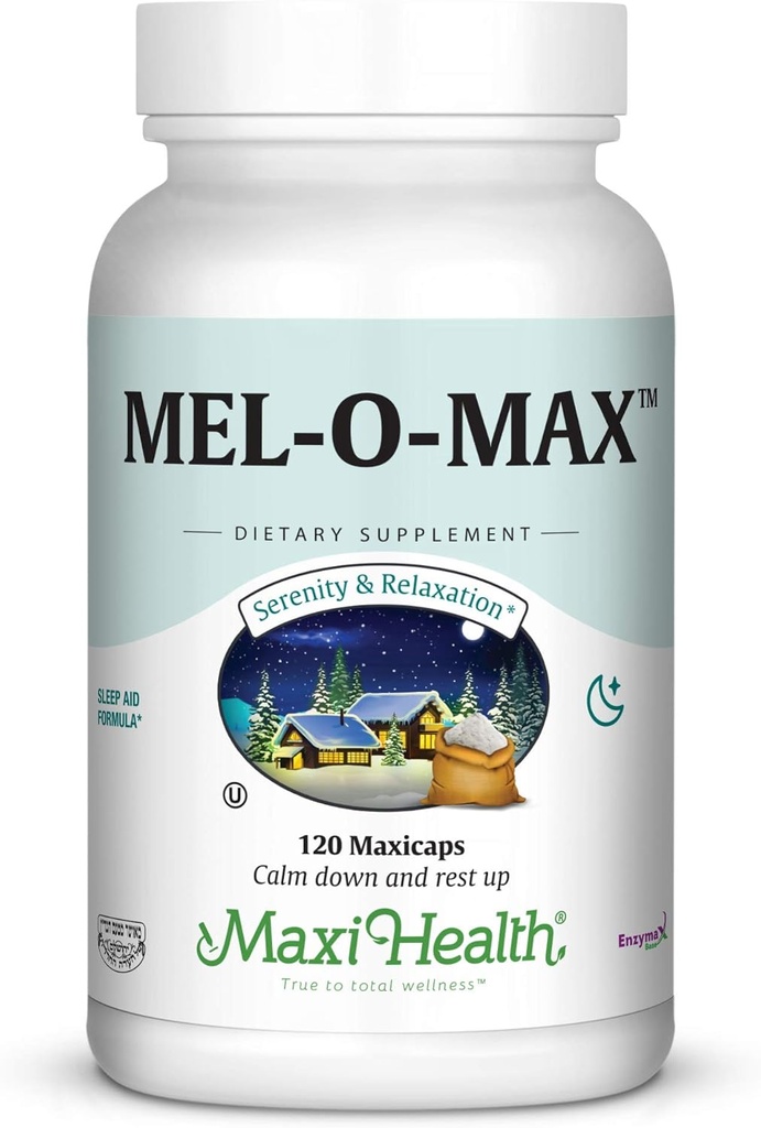 Maxi Health Mel-O-Max - Melatonin - mit Valerian Root - Schlafhilfe - 120 Kapseln - Kosher
