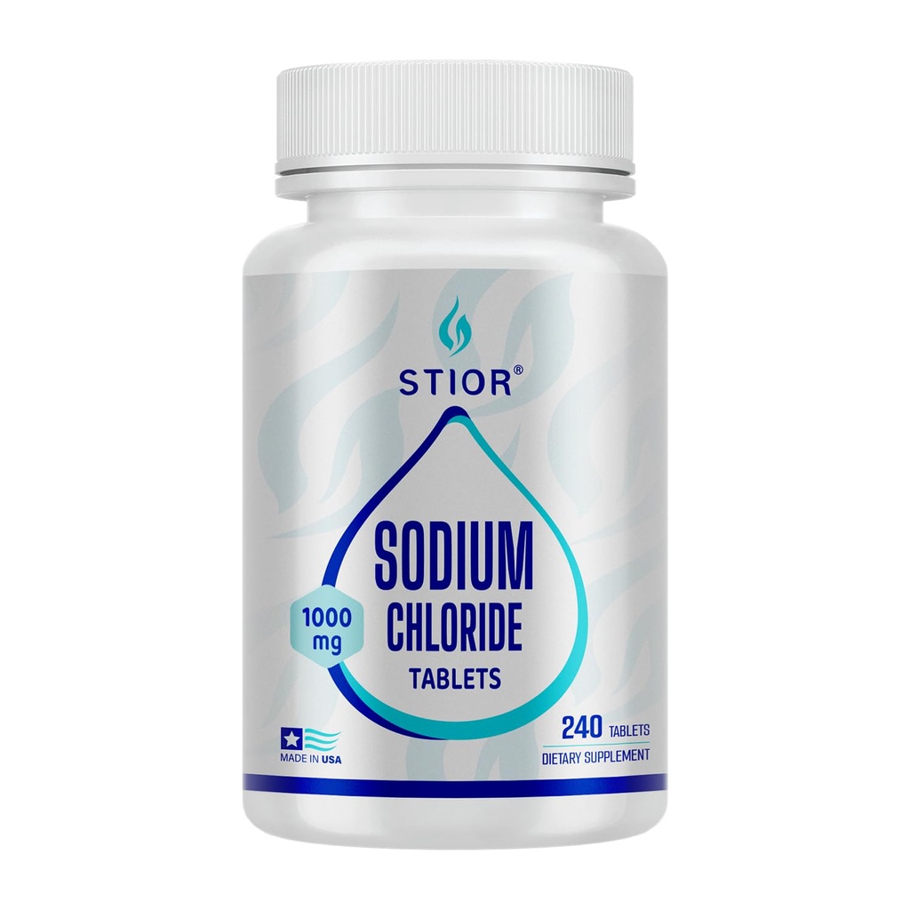 Pure Sodium Chloride Tablets 1000mg | 240 Count Salt Supplement | GMP Certified USA Facility, Third-Party Tested | Vegan, Non-GMO, Gluten Free, No Allergens & Artificial Additives