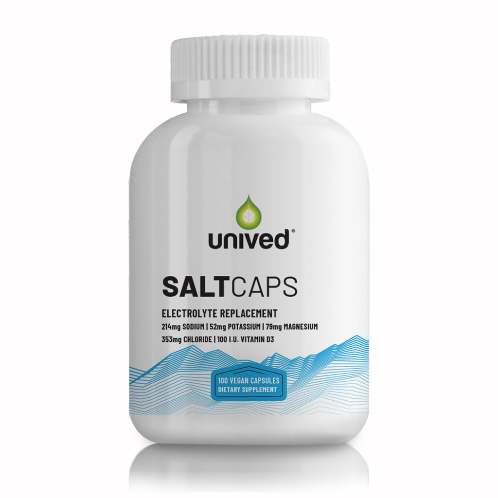 Unived Salt Capsules with Vitamin D3 | Salt Capsules with Electrolytes for Running, Endurance Sports Nutrition, Running Supplements | 100 Count Electrolyte Capsules
