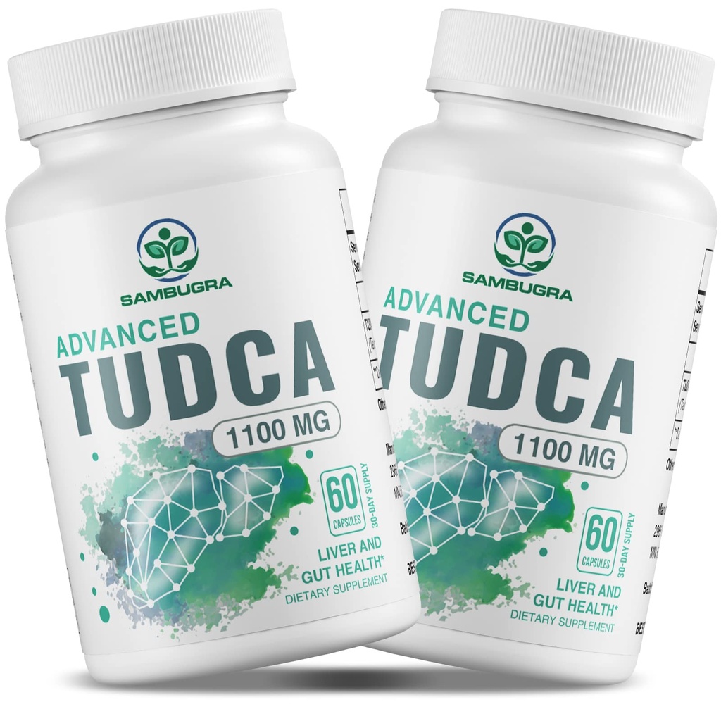 Sambugra TUDCA Liver Supplementi 1100mg, 3rd Party Tested Ultra Strength Bile Salt TUDCA Supplemento, Supporto per fegato per Detox Cleanse and Repair, 120 Capsule