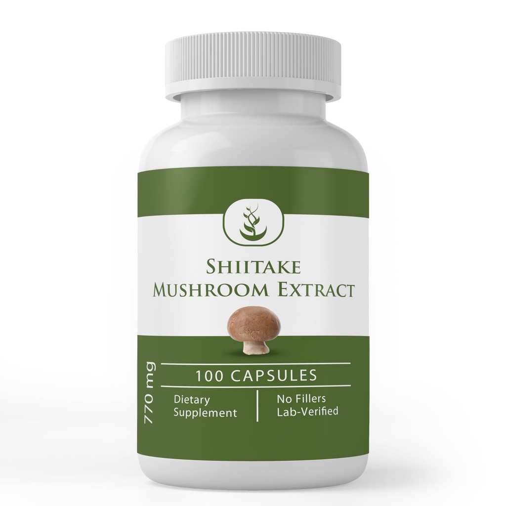 Pure Original Zutaten Shiitake Pilzextrakt (100 Kapseln) Immer rein, keine Additive oder Füllstoffe, Lab Verifiziert