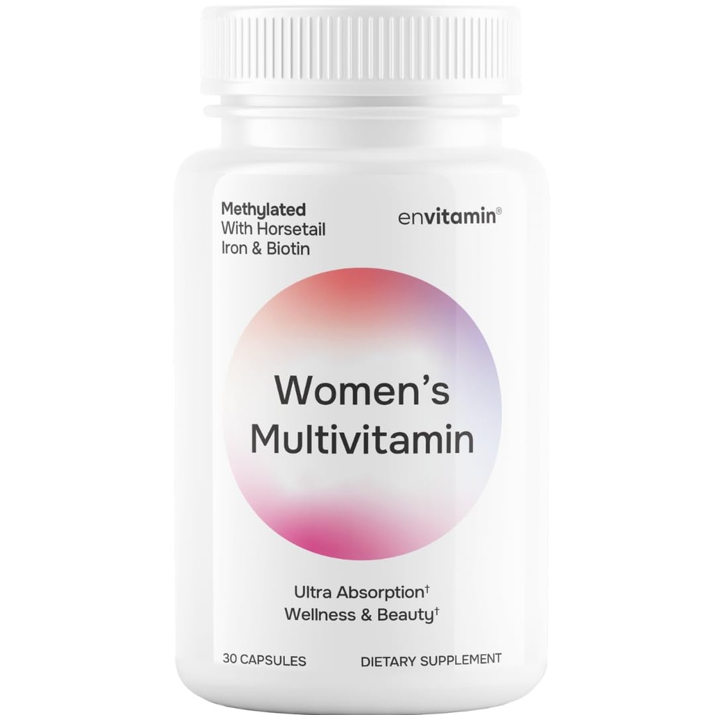 envitamin Womens Methylated Multivitamin Multimineral Horsetail, Iron, Biotin Complex with L Methylfolate for Ultra Absorption
