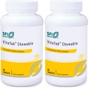 Klaire Labs SFI Health VitaTab Chewable - Multivitamin with 24 Vital Nutrients for Kids & Adults, Natural Cherry-Orange Flavor, No Artificial Colors, Flavors, or Preservatives (60 Tablets) (Pack of 2)