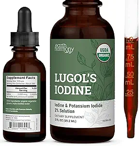 Iodio, Iodio e Potassium Iodide 2% Soluzione 3000 mcg - Liquid Supplement Drops for Thyroid Support for Women & Men, Metabolism Health, Detox Boost - Non-GMO, 395 Servings (2 Oz)