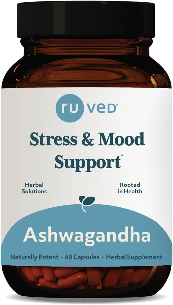 Estratto di radice di Ashwagandha arrugginito - Integratore di estratto di radice di Ashwagandha organico per uomini e donne, 500mg per pillola per la salute surrenale e benessere generale - 60 Caplets vegetariani (1 Conte)