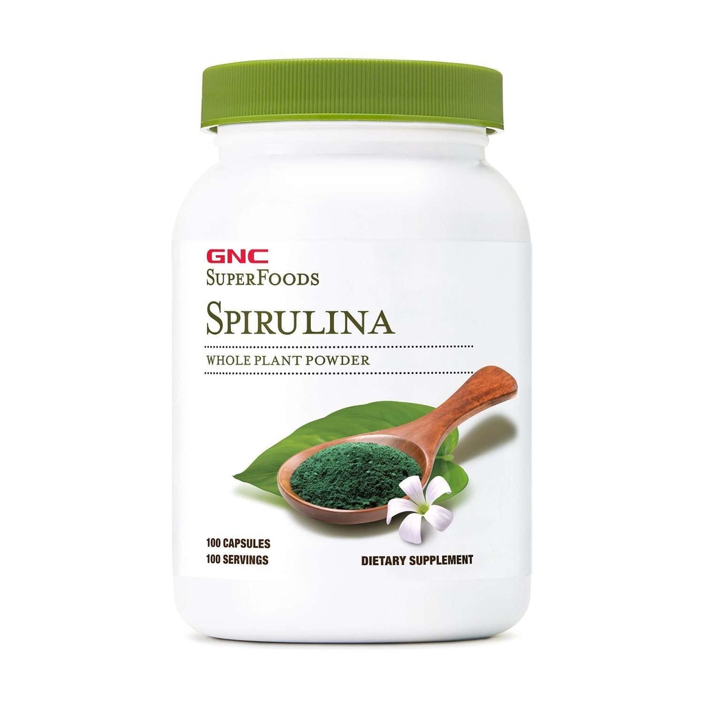 GNC SuperFoods Spirulina Capsule a Polvere Intera Pianta, 100 Capsule, 100 Serve