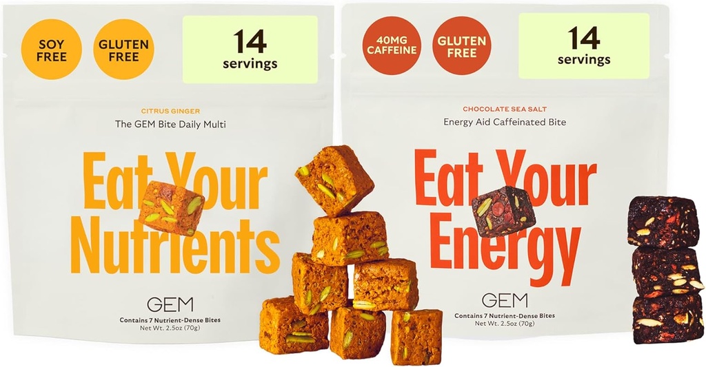 GEM Daily Superfood and Energy Support für Damen und Herren, Natürliche Ganze Lebensmittel mit essentiellen 20+ Ganzwertigen Vitaminen, Mineralien, Superfoods, Präbiotika, Clean Energy Variety Pack, 28 Portionen