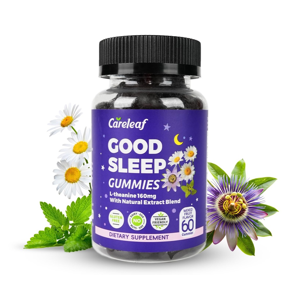Sleep Gummies No Melatonin - Kids Sleep Gummies with L-Theanine, Magnesium & Herbal Blend, 60 Vegan Sleep aids for Adults, Reduces Nighttime Overthinking