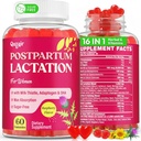 Lactation Supplement, Postpartum Lactation Support Gummies for Breastfeeding, with Milk Thistle and Postnatal Vitamins As Breast Milk Supply Booster, Recovery, Hair Growth, 60 Count Sugar Free & Vegan
