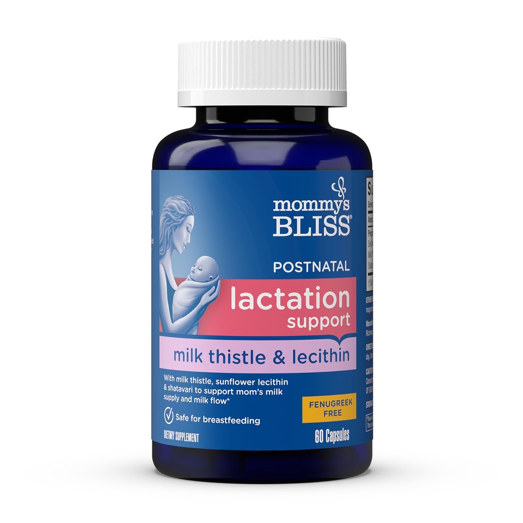 Mommy's Bliss Postnatal Lactation Support, Contains Milk Thistle, Shatavari, and Lecithin, 1 Bottle (60 Capsules)