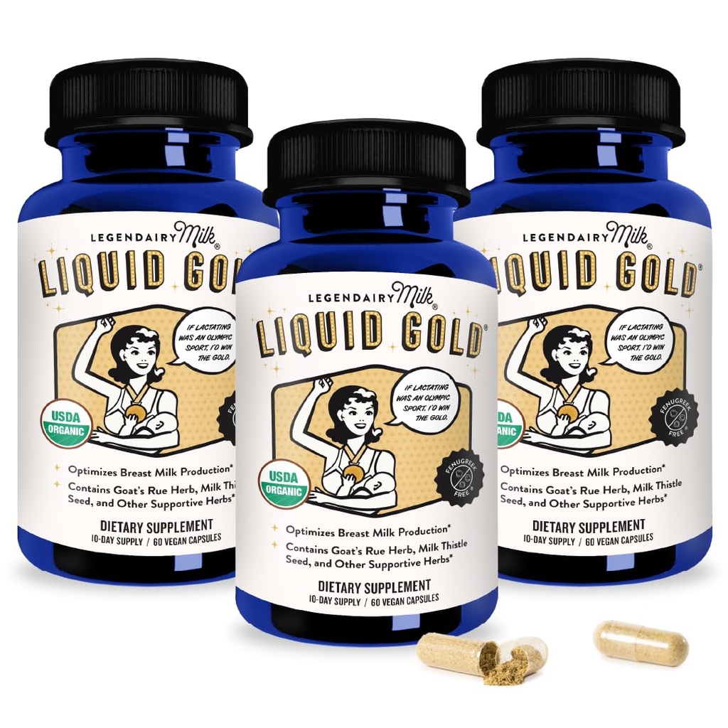 Legendairy Milk Liquid Gold Lactation Support | Lactation Supplement with Organic Goats Rue, Milk Thistle, Shatavari, Fennel, Alfalfa & Anise | Breastfeeding Supplements, 60 Count (Pack of 3)