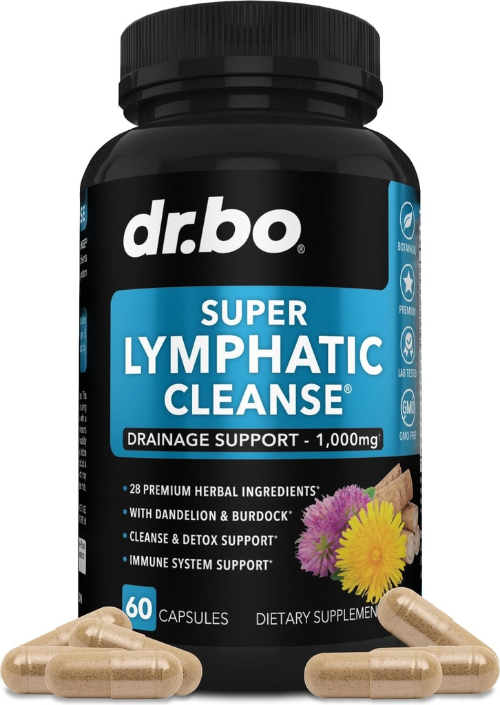 Lymphatic Drainage Supplements Pills - Lymphatic Support Total Herbal Cleanse Products Echinacea, Ginger, Dandelion, Red Root & Red Clover Supplement - Lymph Node Detox Cleanse Lymph System Drainage