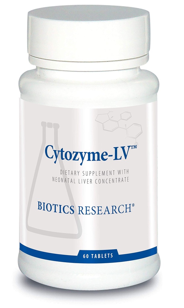 Biotics Research Cytozyme LV Neonatal Liver, Supporta la funzione sana del fegato e l'albumina del siero, Eccellente Fonte di B Vitamine e Ferro, SOD, Catalase, Potente Antiossidante 60 compresse