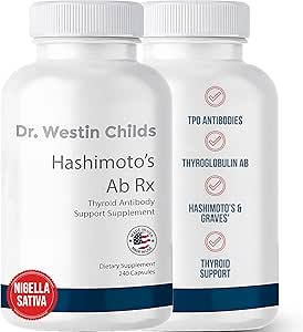 Dr. Westin Childs Hashimoto’s Ab Rx | Organic Black Cumin Seed Nigella Sativa für Immune, Schilddrüse Antibody Unterstützung, Verdauung, TPO & Thyroglobulin, Omega 6, 7, 8, Thymoquinone, Selen - 120 ct