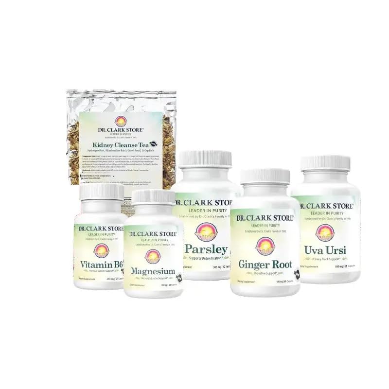 Dr Clark Store 3 Week Kidney Cleanse Kit with Herbal Tea & Capsules, Clean Label Formula, Non-GMO, Gluten Free, Soy Free, Hydration & Daily Routine Support, Trusted Since 1993