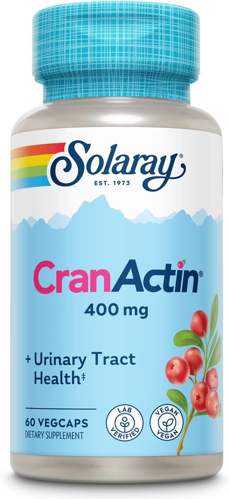 SOLARAY CranActin Cranberry Extract 400 mg - Cranberry-Ergänzungen für Damen und Herren - Bladder und Urinary Tract Health Support mit Vitamin C - Vegan, 60-Day Garantie (60 CT)