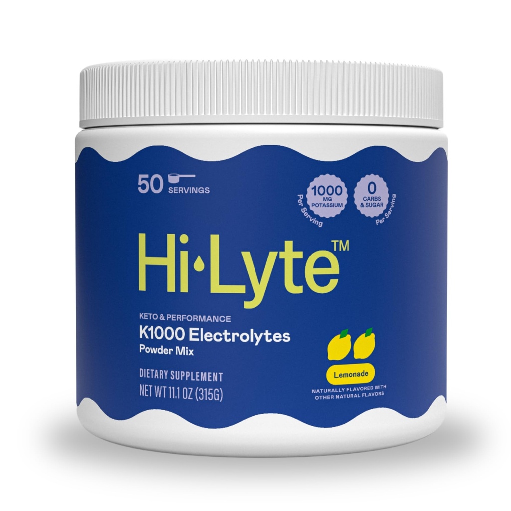 Hi-Lyte Keto K1000 Electrolyte Powder | Lemonade | Hydration Supplement Drink Mix | Boost Energy & Beat Leg Cramps | No Sugar, No Maltodextrin | 50 Servings