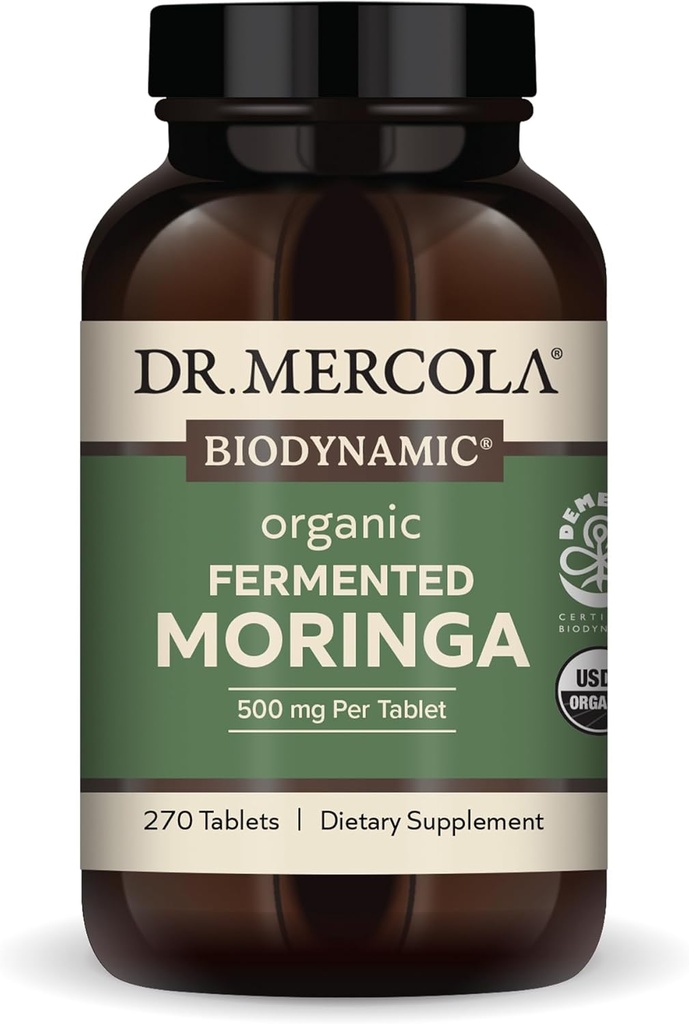 Dr. Mercola - Biodynamic Organic Fermented Moringa Dietary Supplement, 270 Servings (270 Tablets)