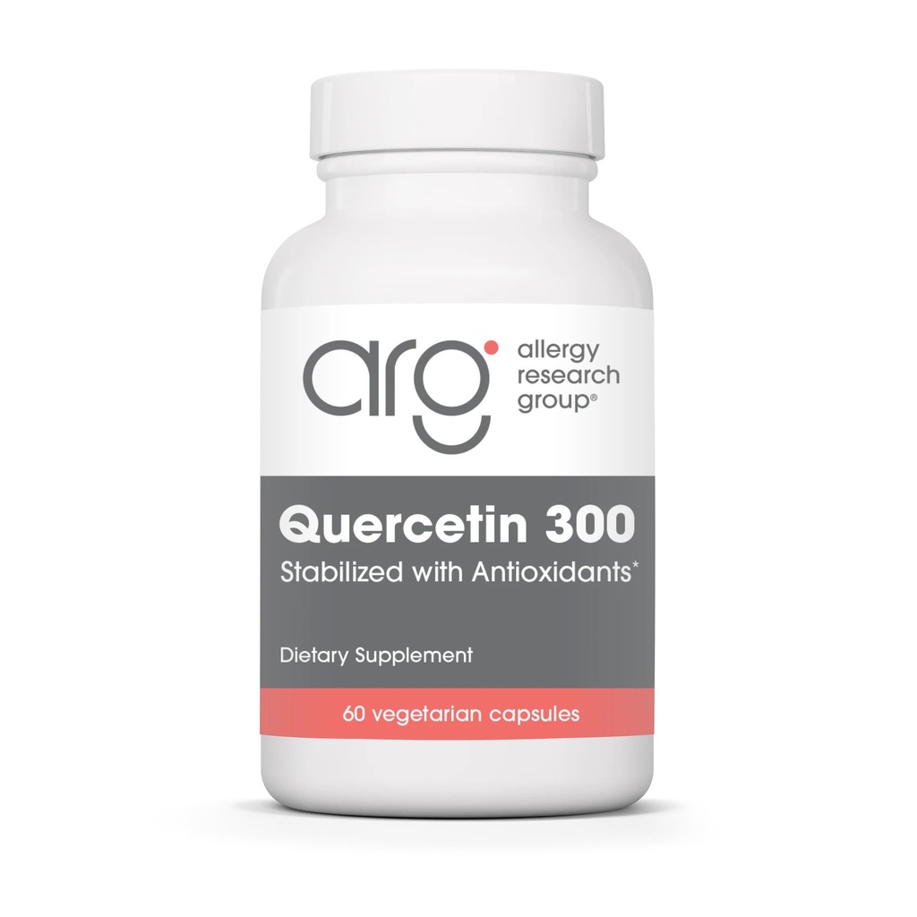 ARG Quercetin 300 - Supports Mast Cell and Histamine Response - Includes Vitamin C - Delivers 300 mg Quercetin Per Capsule - Vegetarian & Hypoallergenic - 30 Servings - 60 Capsules