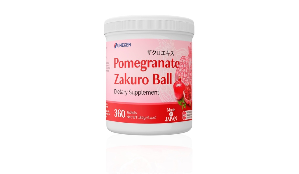Palli di melograno Umeken, Supplemento masticabile con vitamine naturali, minerali, acidi citrici & Tannins, integratori di melograno giapponesi per le donne, 2 mesi di alimentazione, 360 Conte Bottiglia, Confezione da 1