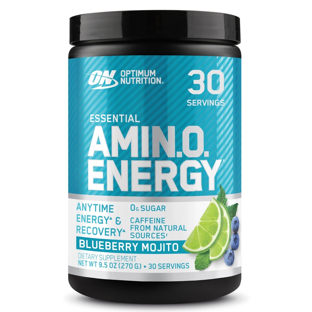 Optimum Nutrition Amino Energy - Pre Workout mit grünem Tee, BCAA, Aminosäuren, Keto Friendly, Green Coffee Extract, Energy Powder - Blueberry Mojito, 30 Portionen (Packaging May Vary)
