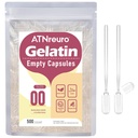 Size 00 Empty Gelatin Capsules with 2 Micro Spoons - 500 Count Empty Clear Capsule - Gel Pill Capsules for Powders Supplements