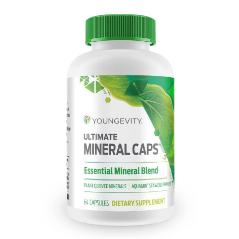 Youngevity Ultimate Mineral CapsTM - 70+ Essential Full Spectrum Trace Minerals - Nährstoff-Dense, abgeleitet von Humic & Aquamin Seaweed (64 Capsule)