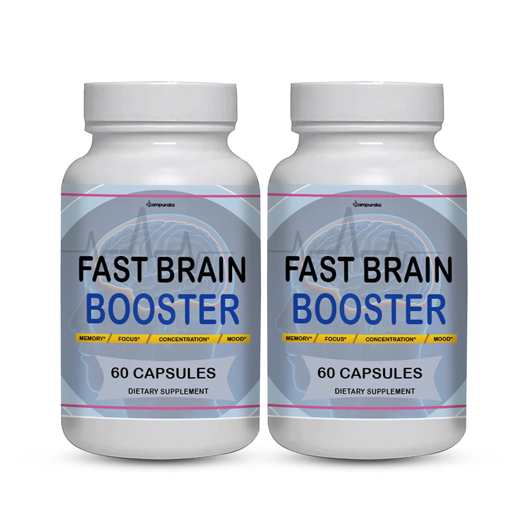 Fast Brain Booster New Advanced Formula Supplement (2 Packs) 60 Days Supply Pills