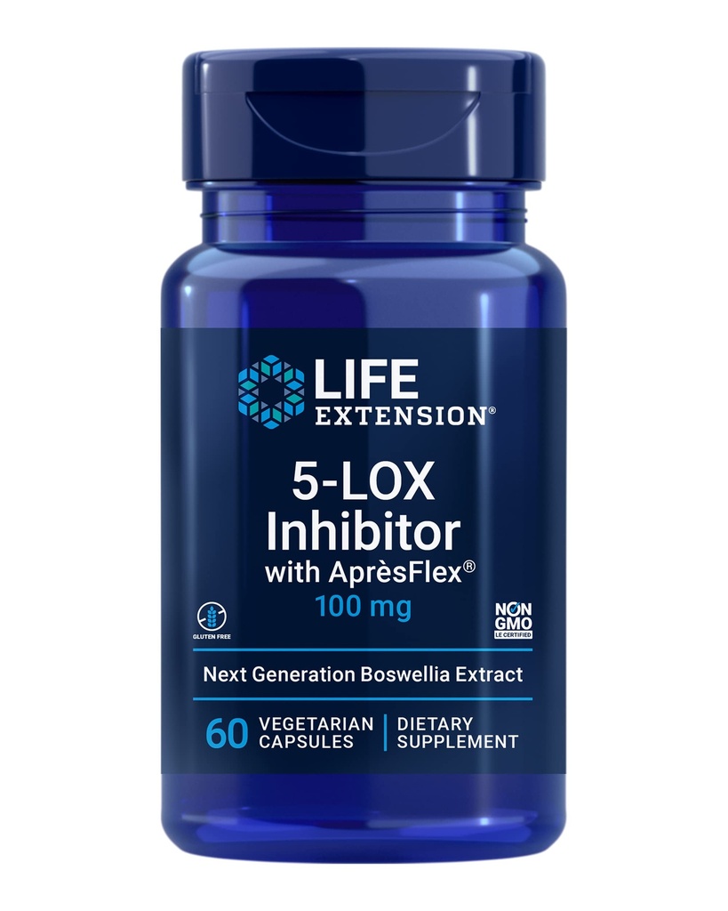 Life Extension 5-LOX Inhibitor mit AprèsFlex®, 100 mg, standardisierte Boswellia serrata Extract, fördert Joint, Cell & arterial Health, Glutenfrei, Non-GMO, Vegetarisch, 60 Kapseln