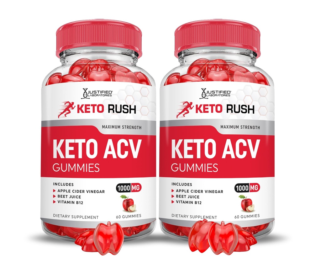 Justified Laboratories (2 Pack Keto Rush Keto ACV Gummis Advanced Formula 1000MG Powder B12 Vegan Non GMO 120 Gummys