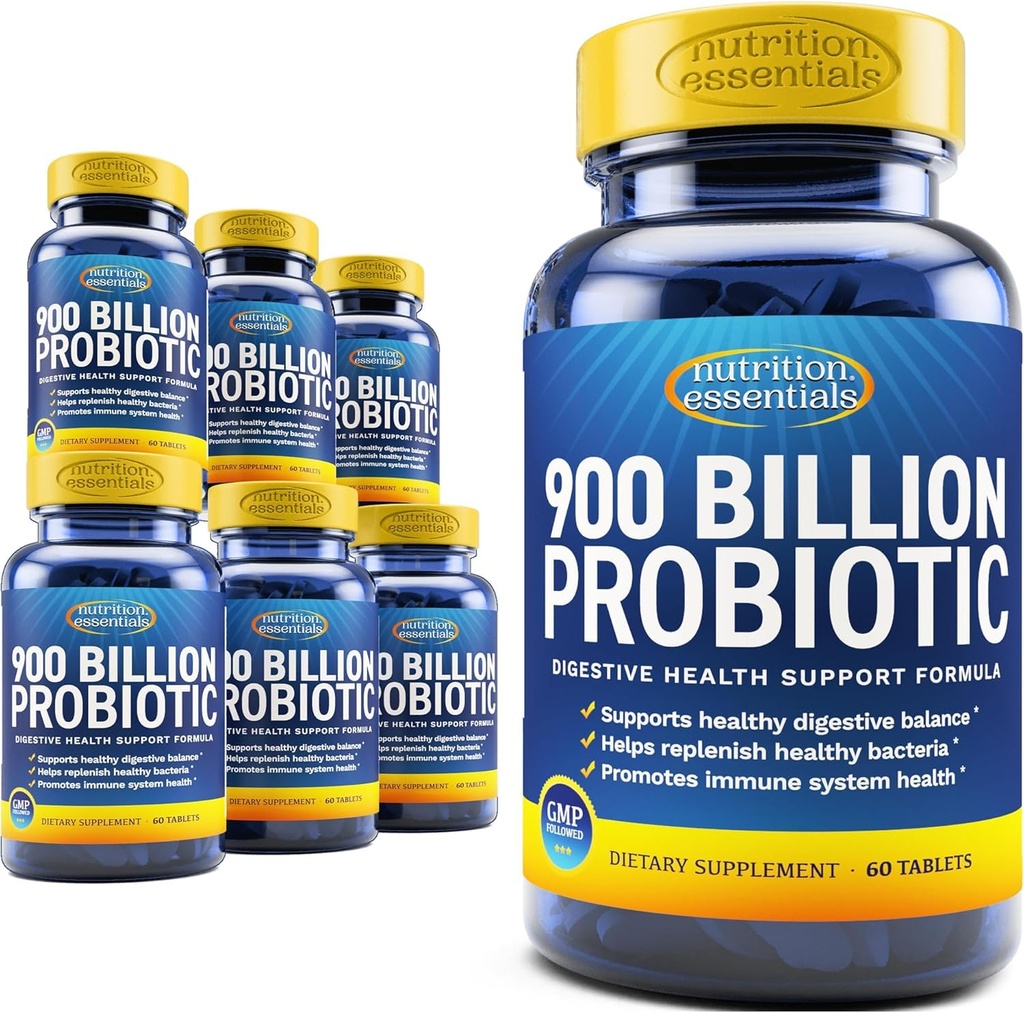 Probiotics for Women and Men - with Lactase Enzyme and Prebiotic Fiber for Digestive Health - 7 Count of 60 Tablets