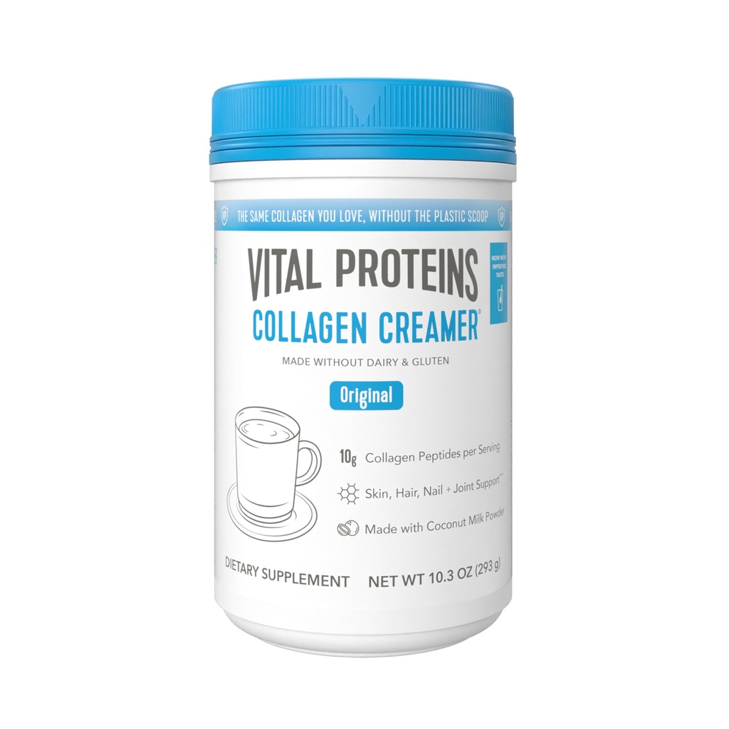 Protéines Vital Poudre de Peptides de Collagène - Crème à café d'origine pour le soutien des cheveux, de la peau et des ongles, 10.3 Oz
