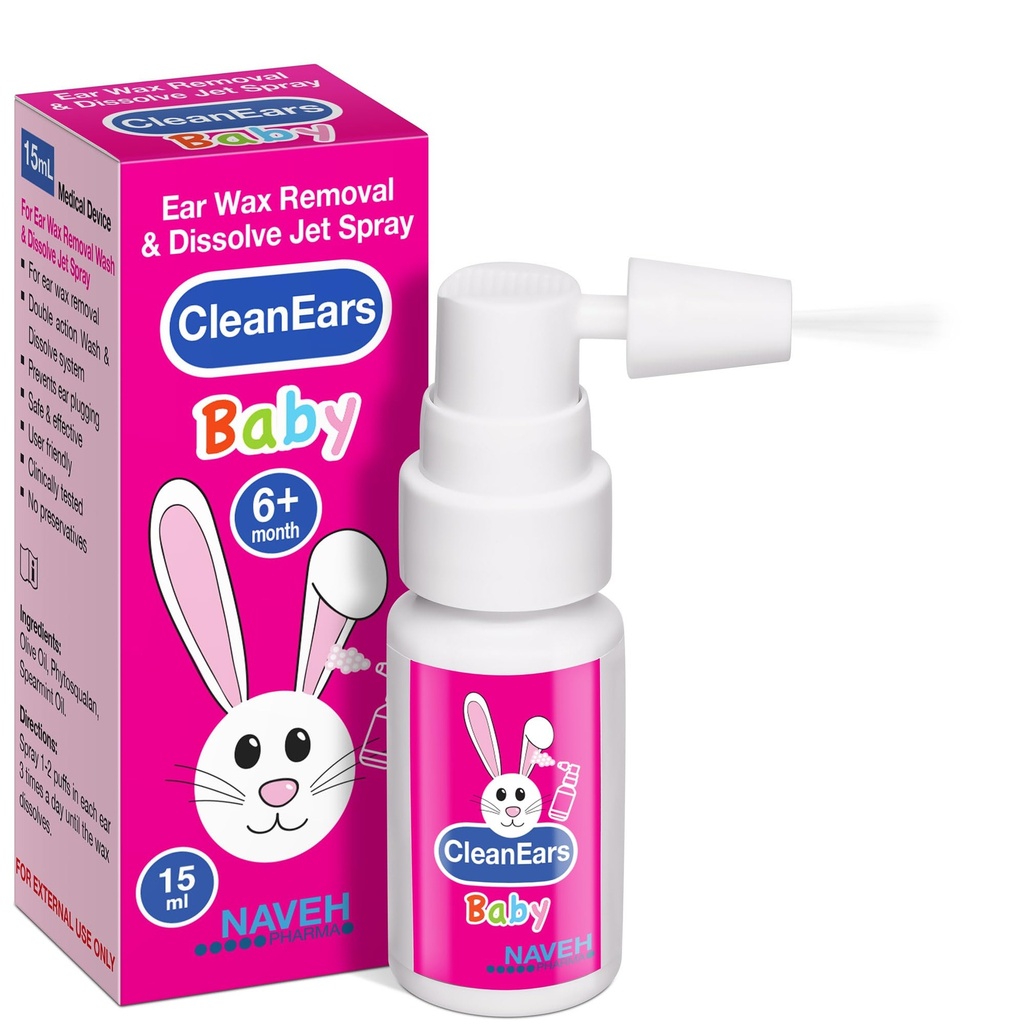 NAVEH PHARMA® CleanEars Baby (en anglais seulement) Spray d'élimination de cire d'oreille à action rapide