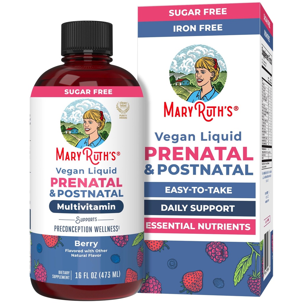 MARYRUTH'S Postnatal & Prenatal Vitamins for Women | Sugar Free | Womens Multivitamin for Pre-Conception, Pregnancy & Nursing | Ginger | Selenium | Folate | Vegan | Non-GMO | Gluten Free | 16 oz