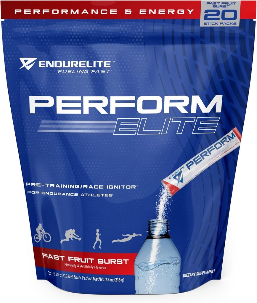 EndurElite Perform Elite- Pre Workout Powder Supplement- PreWorkout für Endurance Athleten- 20 Serviertasche- Schnelle Frucht-Burst