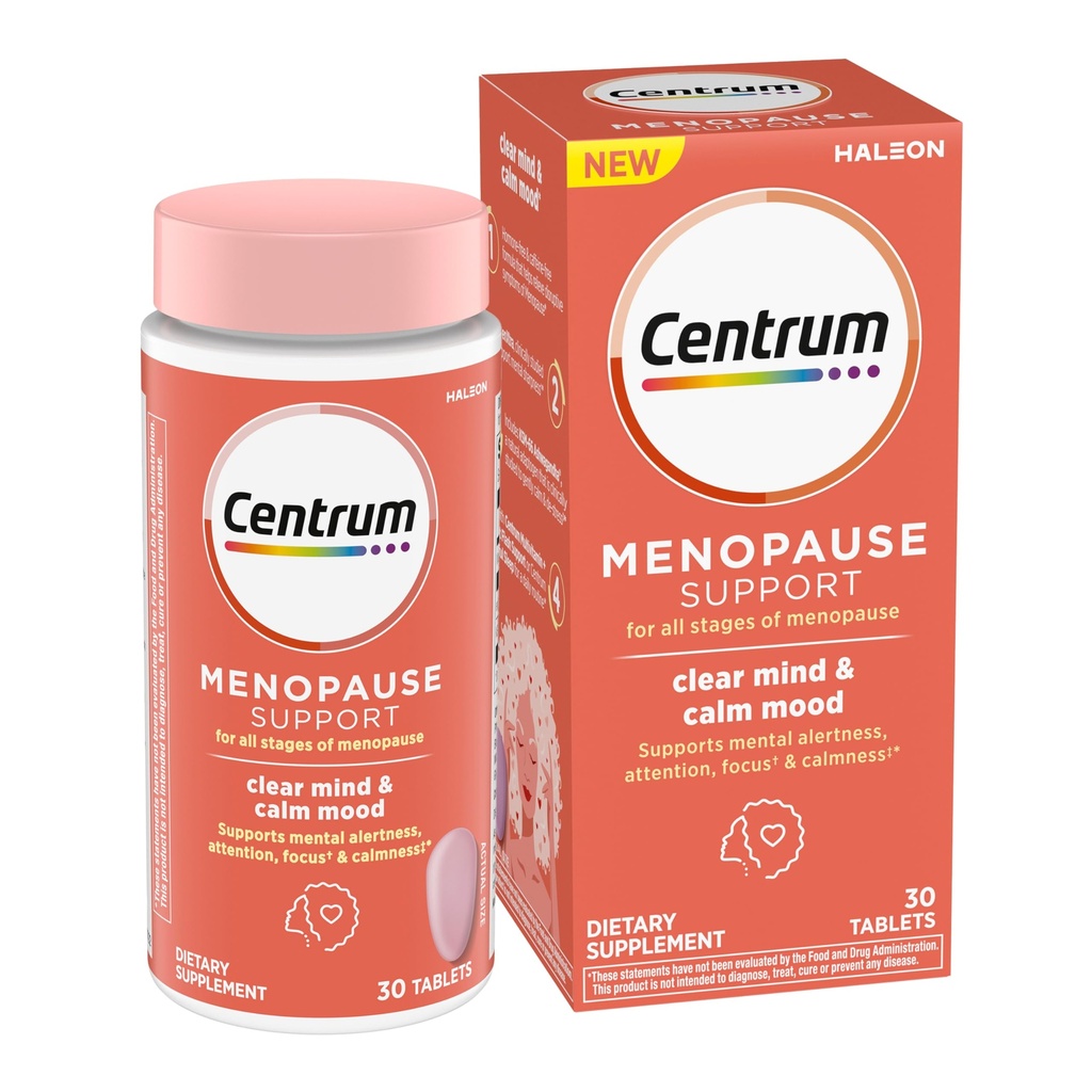 Centrum Clear Mind and Calm Mood Menopause Support Tablets, mit Klinisch untersucht enXtra, 30 Count