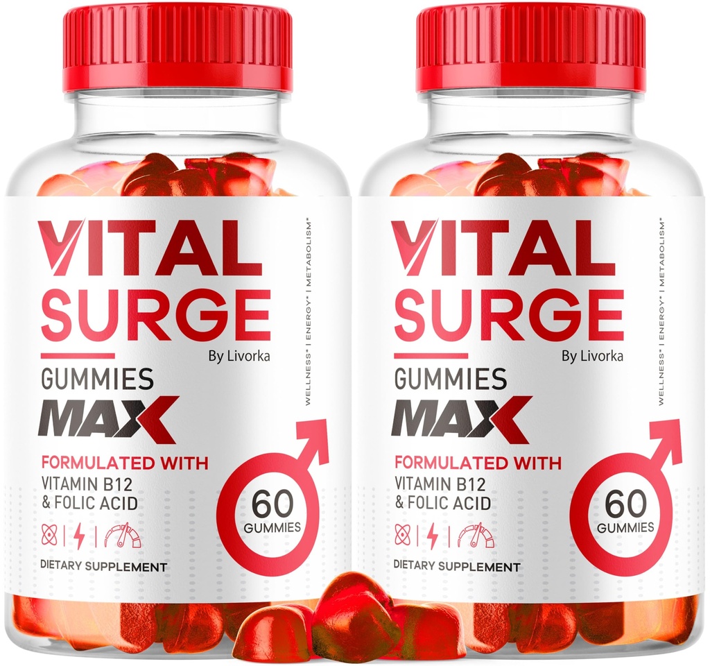 (2 Pack) Vital Surge - Vital Surge for Men, Max Maximum Strength 1050 MG, VitalSurge Supplement Support Gummy Advanced Formula, Premium Vitamin Gomitas (120 Gummies)