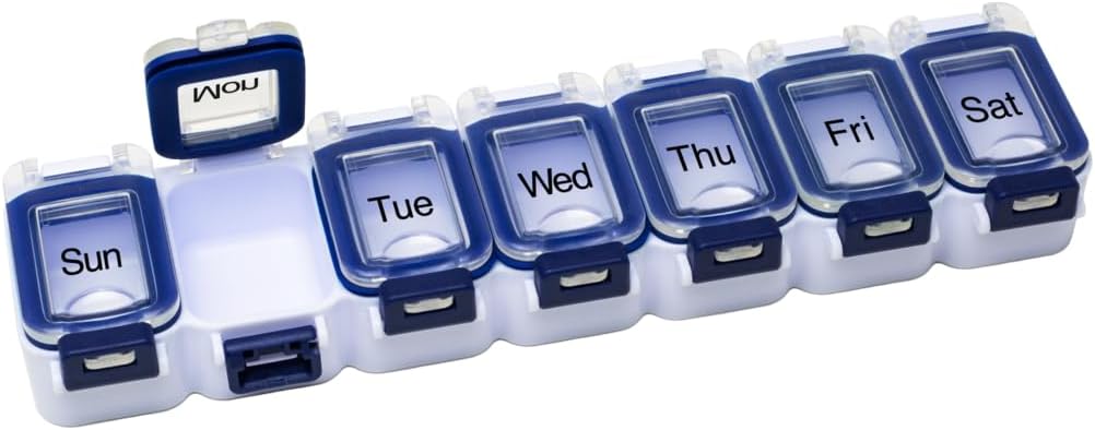 EZY DOSE Weekly (7-Day) Pillenplaner, Medizin-Gehäuse, Vitamin Organizer-Box, Wasserdichte Schließung Komponenten zur sicheren Verschreibung Medikamente und Verhindern zufällige Verwürfe, Blau