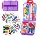 Pill Organizer mit Medizin Etiketten Reisen Tägliche Pille Container Mini Medication Organizer Lagerung Pill Organizer Reisen Essentials Pill Case 7 Day (Purple& 161 Lables)