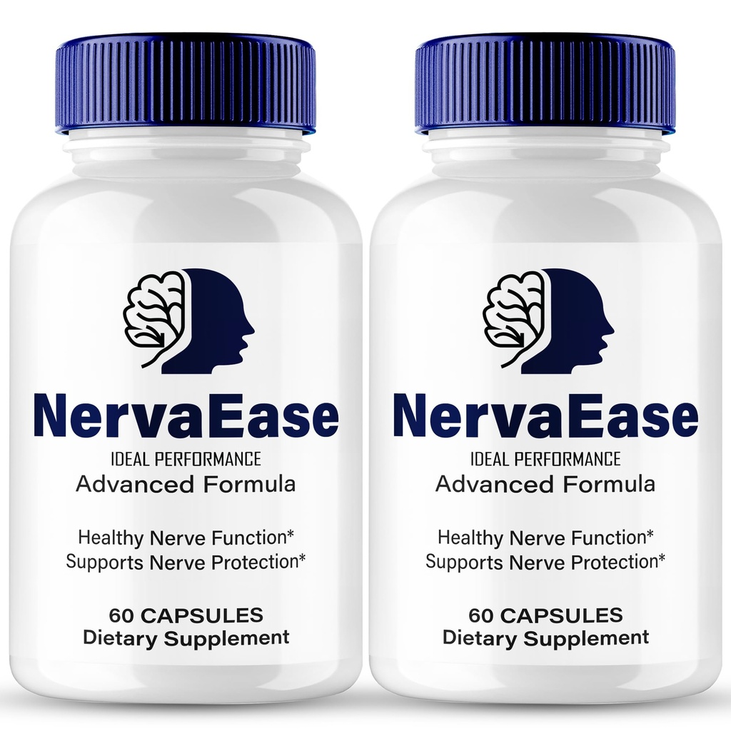 NervaEase Nerve Supplement Capsules, Nerva Ease Health Formula Supplement Pills - Maximum Strength, Advanced Brain & Memory Focus, All Natural Daily Vitamins Support, NervaEase Reviews (2 Pack)