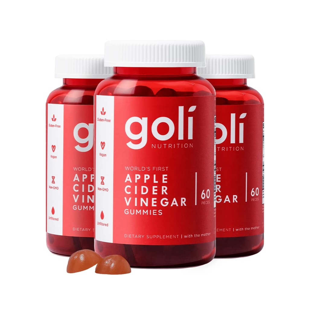 Goli vinaigre de cidre de pomme vitamines gommy - 180 Compte - vitamines B9 et B12, sans gélatine, sans gluten, végétalien et non-OGM